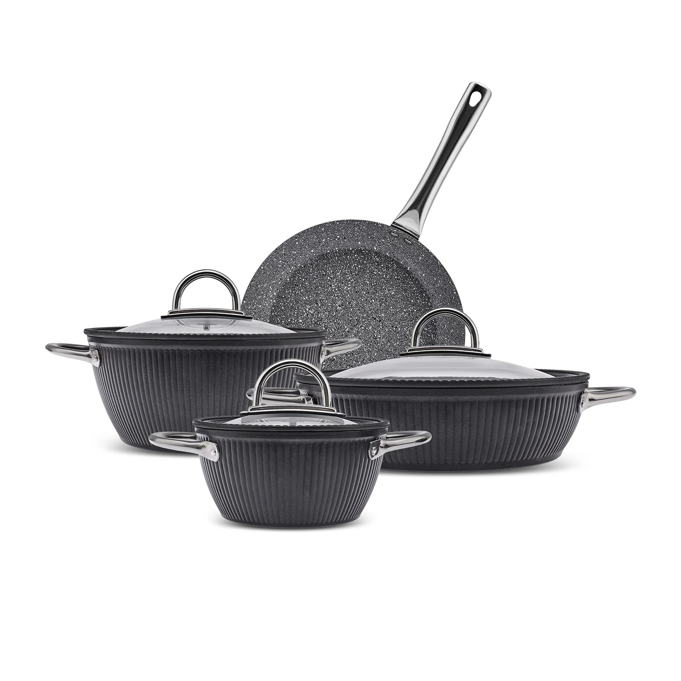[153.09.01.3651] KARACA BIOGRANIT LEONA 7 PIECE COOKWARE SET