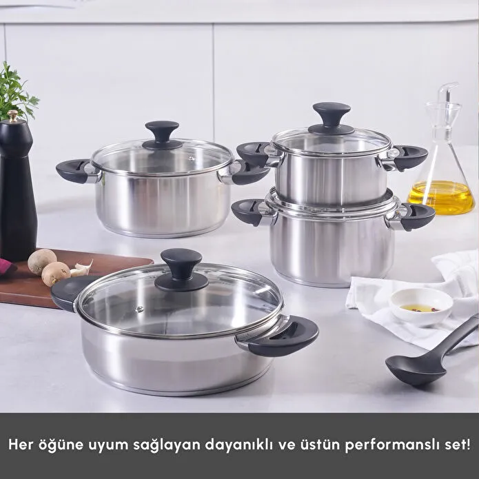 [1000002376001] KARACA BUCA 8 PARÇA ÇELİK TENCE, RENKSİZ