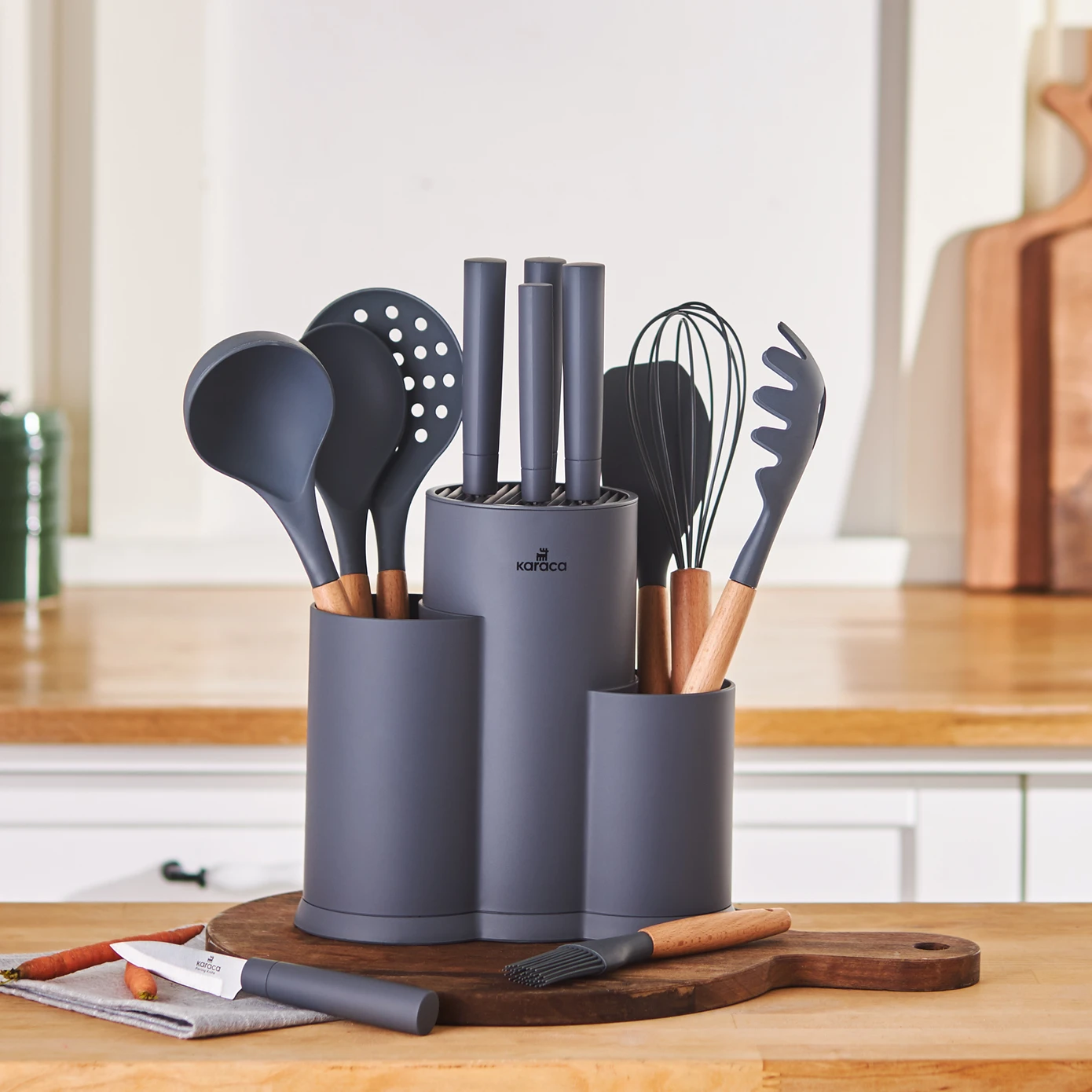 [153.09.01.3202] KARACA BURBY GRAY 14 PIECE KNIFE SET