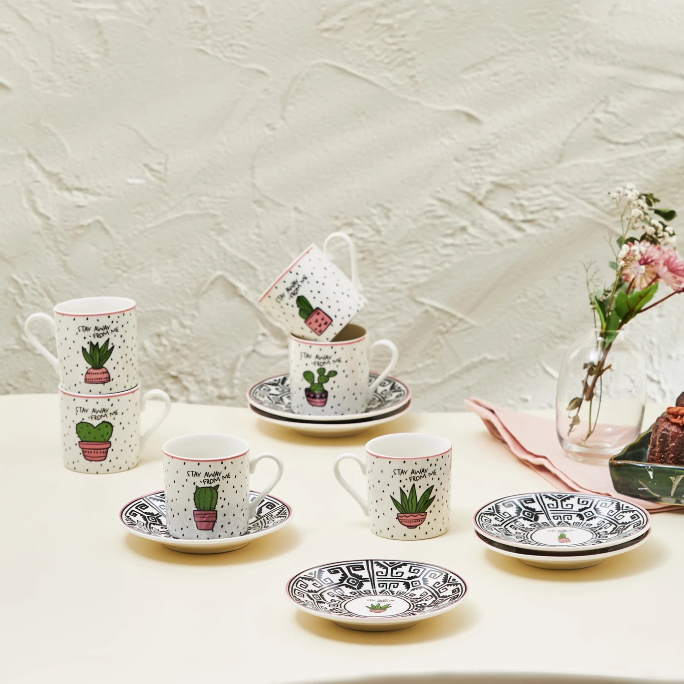 [153.03.05.0283] KARACA CACTUS 80 ML COFFEE CUP FOR 6 PEOPLE