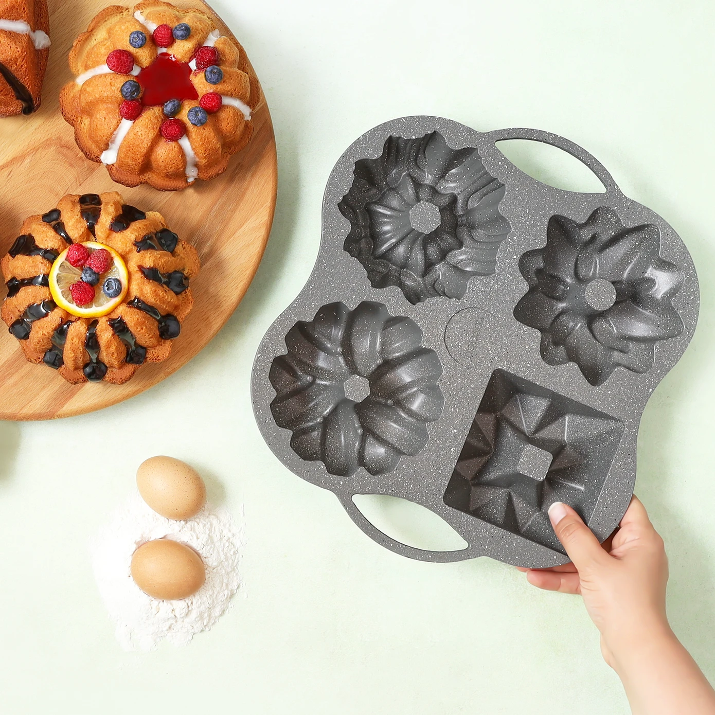 [153.03.06.8446] KARACA CAKE PRO 4-PIECE ANTHRACITE CAST CAKE MOLD