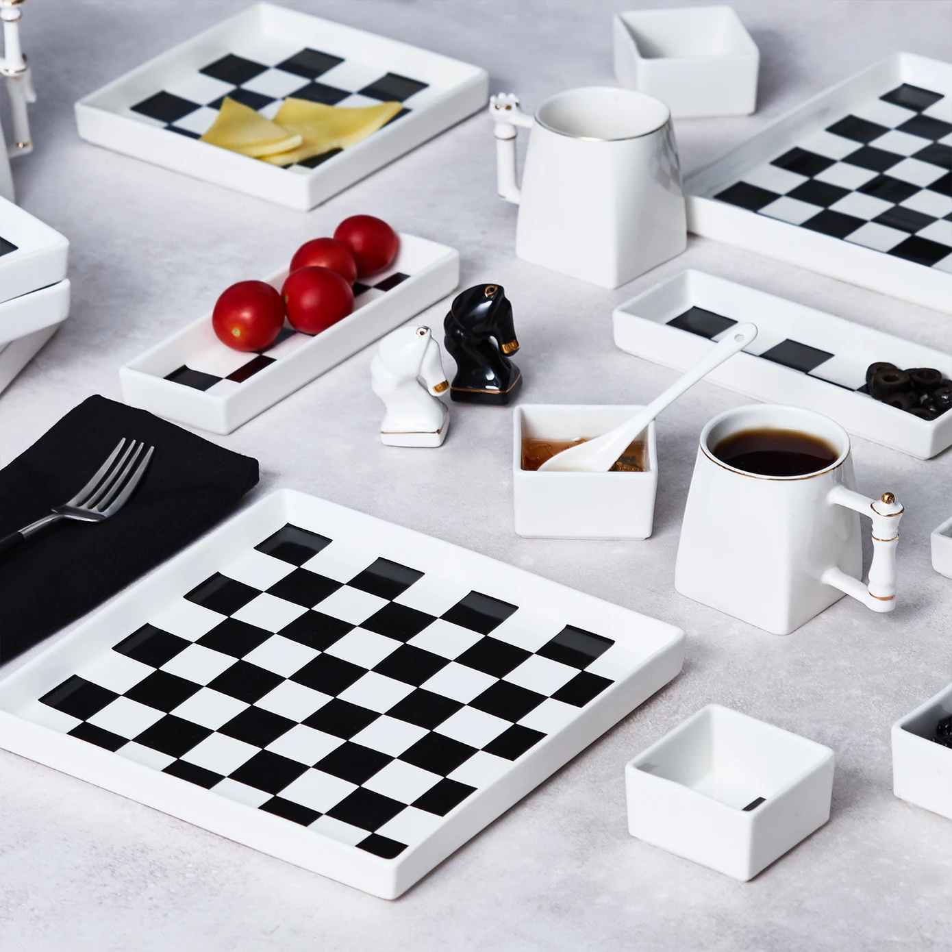 [153.03.08.2078] KARACA CHESS 22 PIECES BREAKFAST SET SQUARE