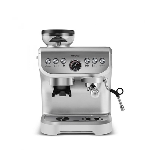 [153.03.08.4833] Karaca Coffee Art Barista Kahve Öğütücülü, Süt Köpürtücülü, 15 Bar Basınçlı Espresso, Latte, Cappuccino, Americano Makinesi Silver 2L 1450W