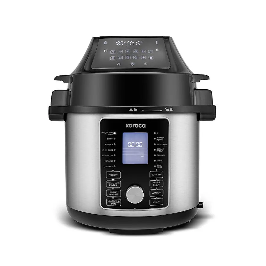 [153.09.01.2985] KARACA COOKER 2IN1 6 L ELECTRIC PRESSURE COOKER AND AIRFYER SILVER
