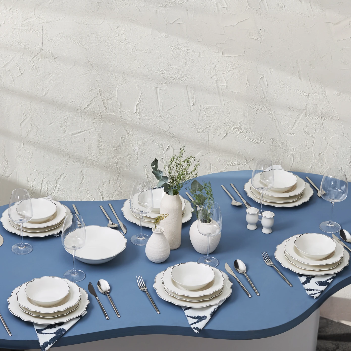 [153.03.08.3277] KARACA DAISY PLATINIUM WAVE SHAPE WITH BOAT 27 PIECES 6 KŞLK YMT