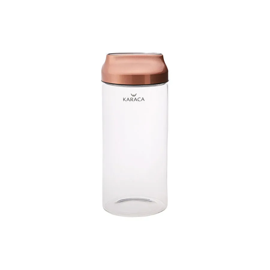 [153.03.06.6688] حاوية تخزين زجاجية Karaca Dımple Cooper مفرغة من الهواء - حجم L