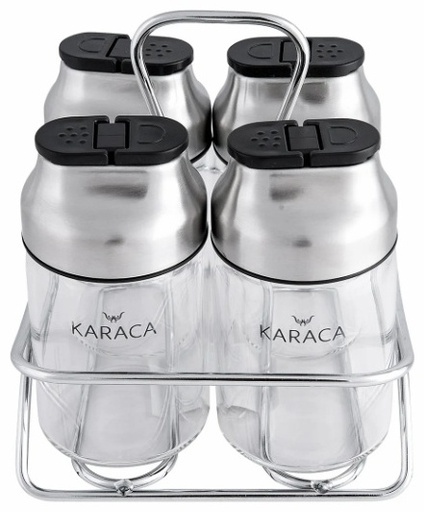[153.03.06.1691] KARACA DIMPLE STEEL 5 PIECE SPICE SET