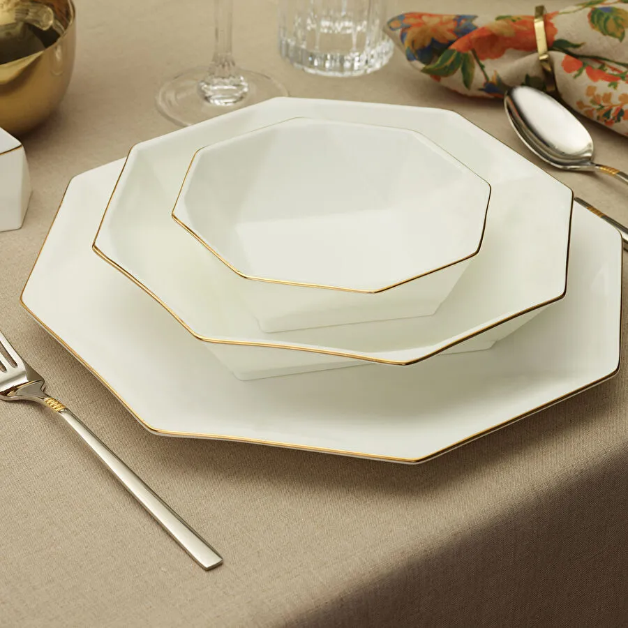 [153.03.08.0188] طقم Karaca Fine Pearl Extra Quartz من 62 قطعة لـ 12 شخص بلون ذهبي