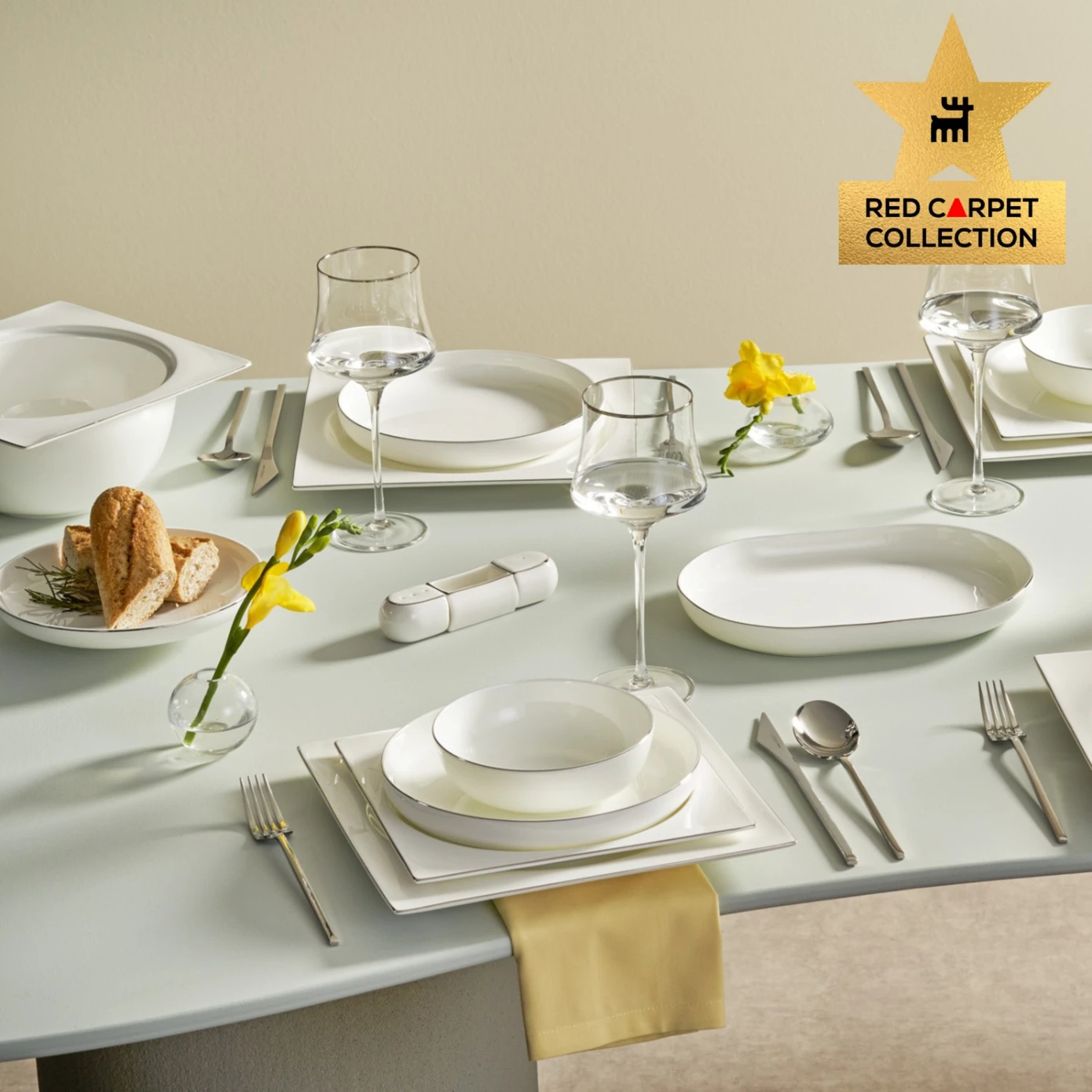 [153.03.08.4324] KARACA FINE PEARL EXTRA NISH PLATINUM 62 PIECE YMT SQUARE