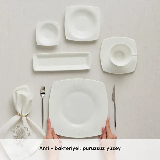 [153.03.07.5693] KARACA FINE PEARL HELEN 26 PIECES BREAKFAST SET SQUARE