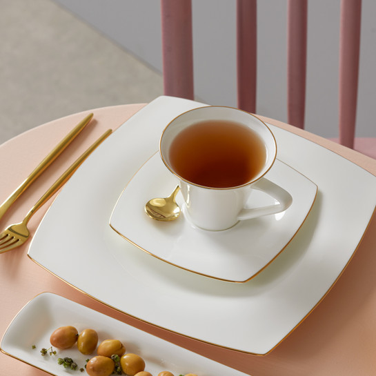 [153.09.01.3279] KARACA FINE PEARL RAGUSA GOLD 26 PIECES BREAKFAST SET SQUARE