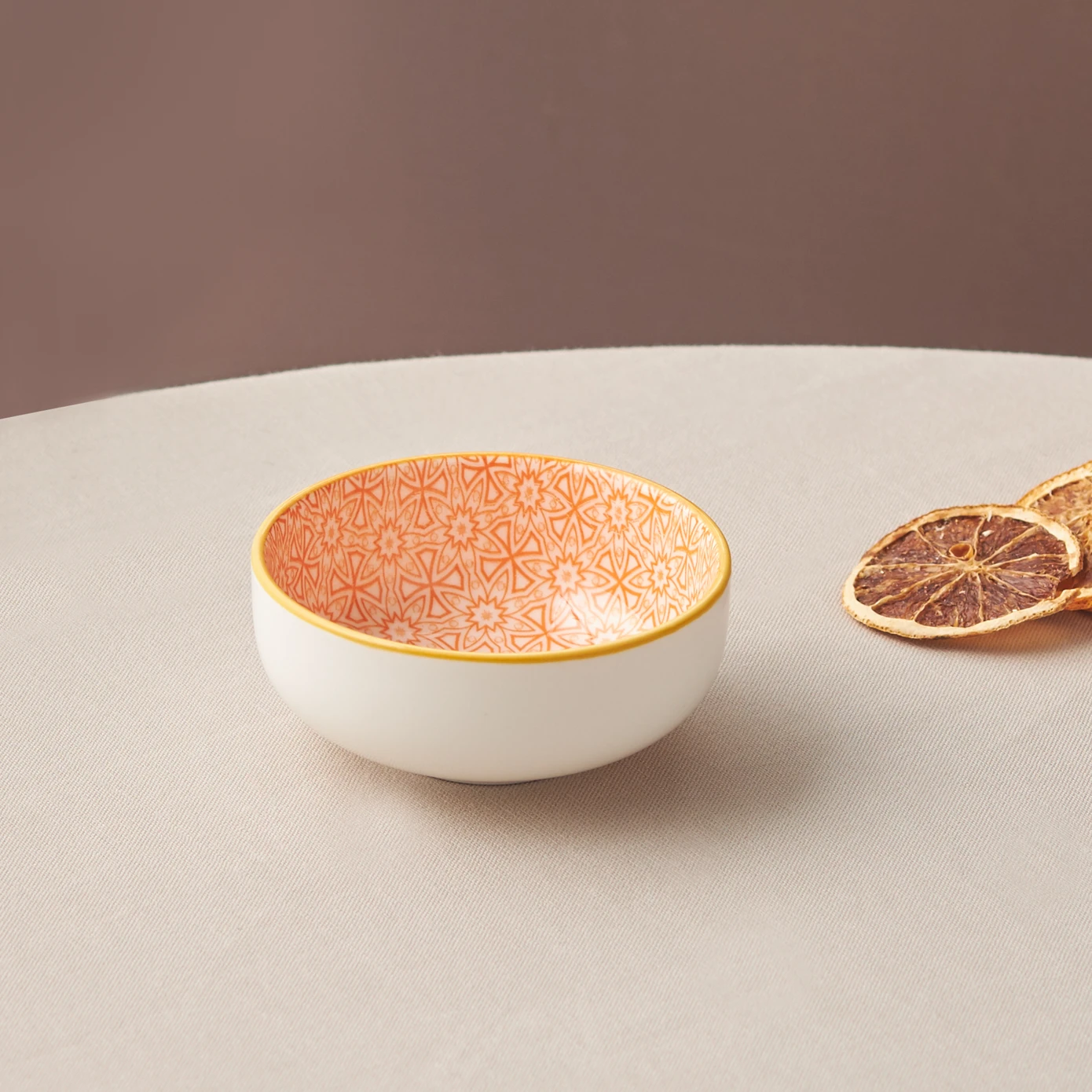 [153.03.08.2973] KARACA FLORAL ORANGE ROUND COOKIES 10CM