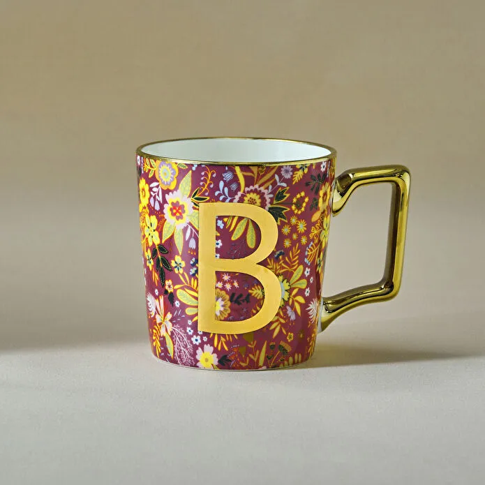 [1000016808001] KARACA FLOWER B HARFLI MUG, MULTICOLOR