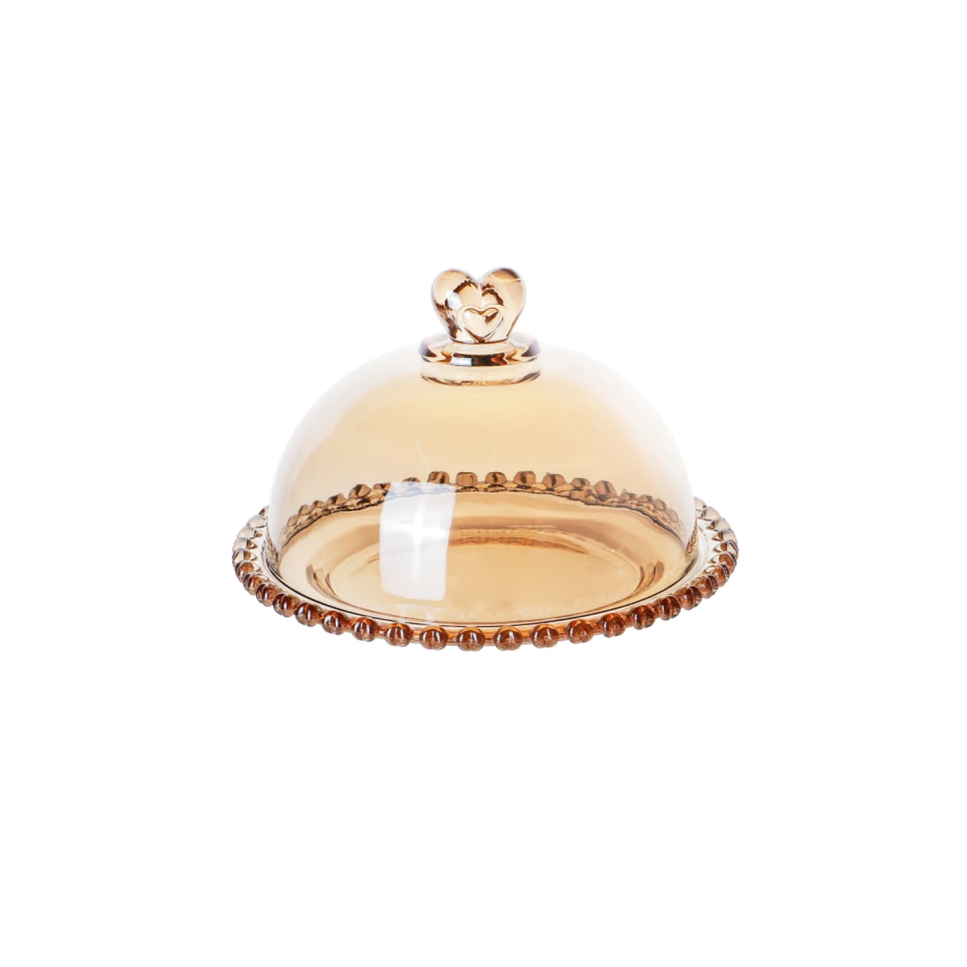 [153.09.01.2891] KARACA GLORY AMBER GLASS CAKE DISH 19CM
