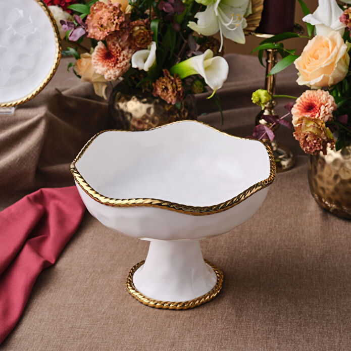 [1000200599001] KARACA GOLDEST AYAKLI KASE 26 CM, GOLD