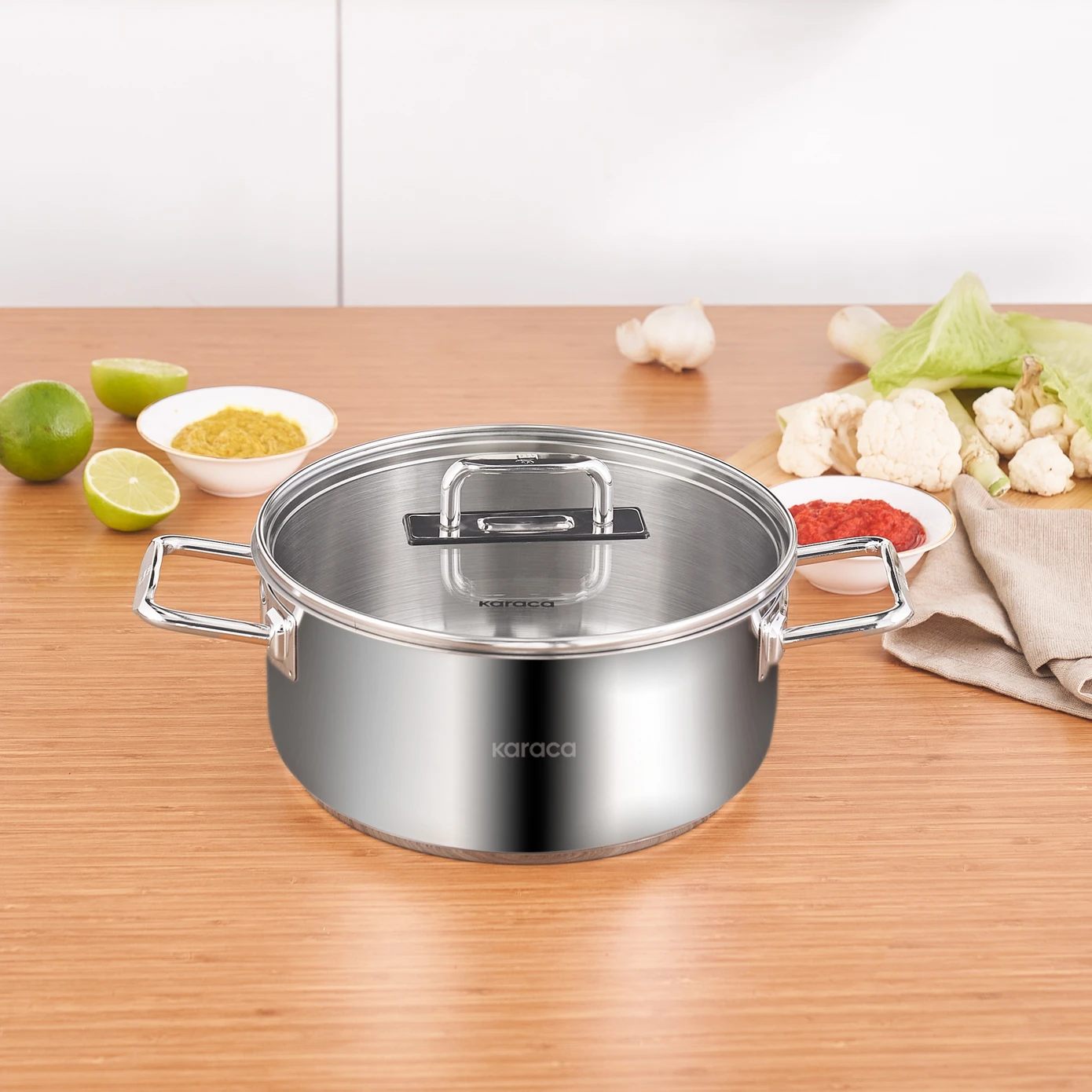 [153.03.08.2831] KARACA GRACE STEEL POT 22 CM 3.8 LT