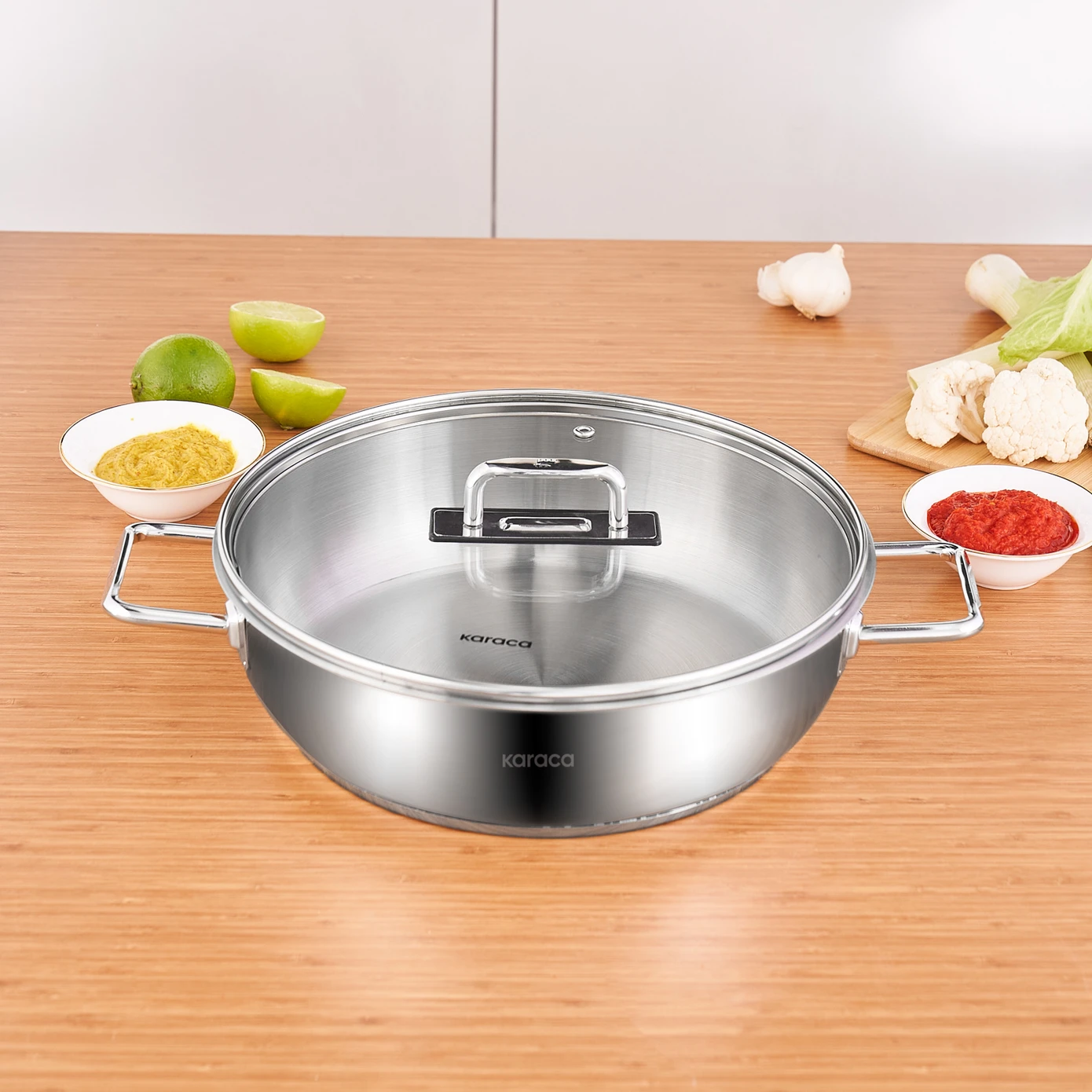 [153.03.08.2826] KARACA GRACE STEEL SPLIT POT 28 CM 4.5 LT