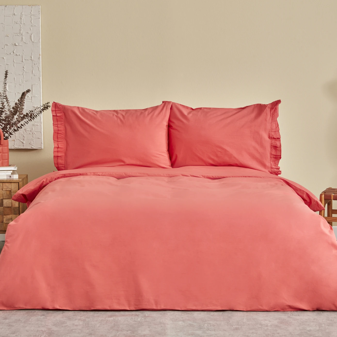 [200.22.14.0207] KARACA HOME DENIM AZUR RED DOUBLE DUVET COVER SET