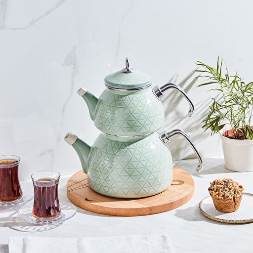 [1000078682004] KARACA KRİSTAL EMAYE ÇAYDANLIK AN, YEŞİL