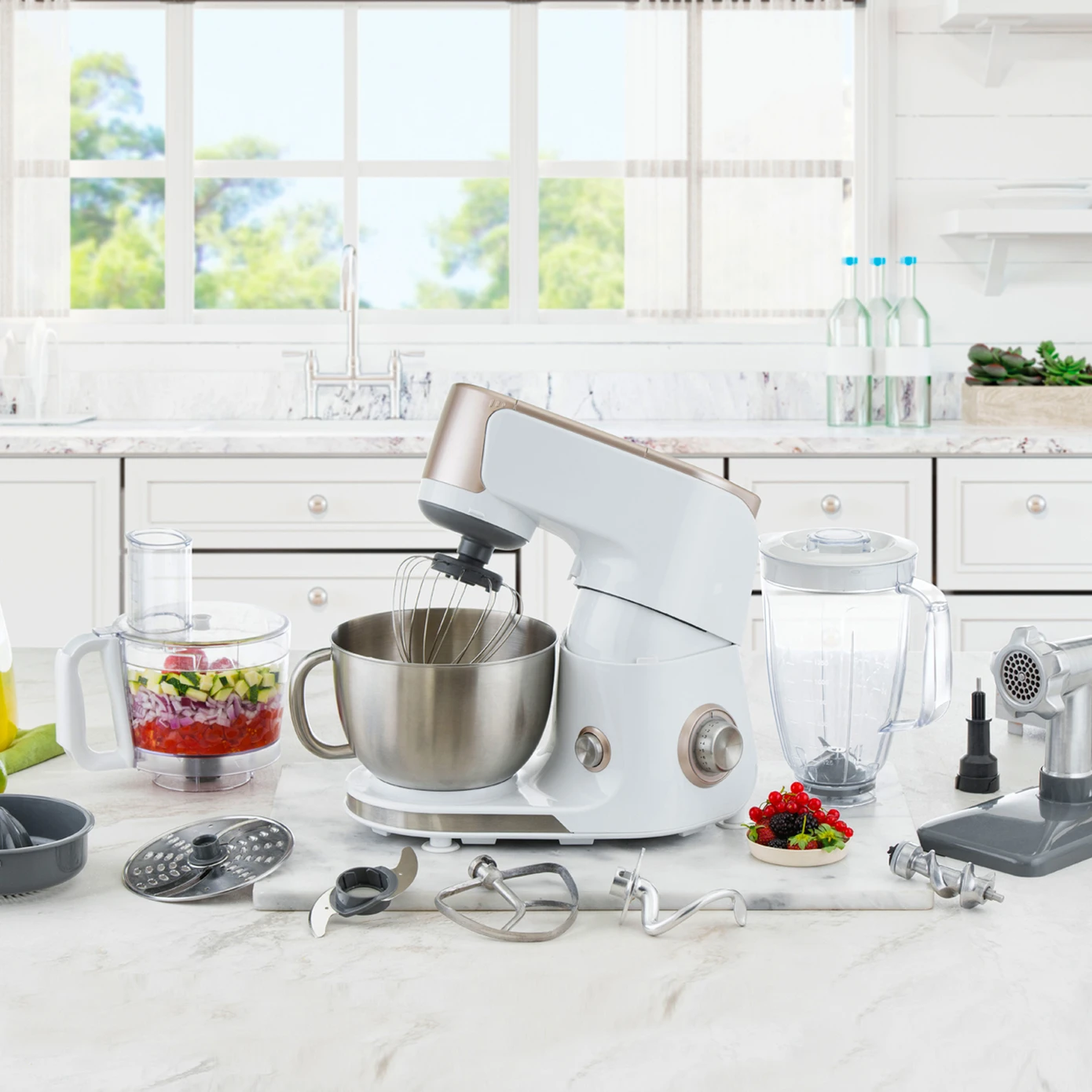 [153.01.01.2921] KARACA MAESTRO CHEF 7 IN 1 WHITE STAND MIXER