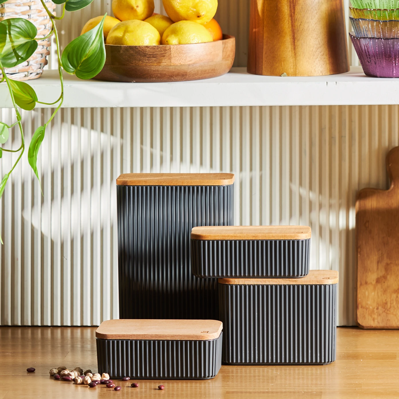 [153.09.01.0576] KARACA MASSIMO STORAGE CONTAINER SET OF 4 ANTHRACITE