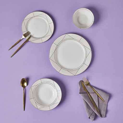 [153.09.01.1364] KARACA MERLIN 24 PIECES PORCELAIN DINNER SET FOR 6 PEOPLE