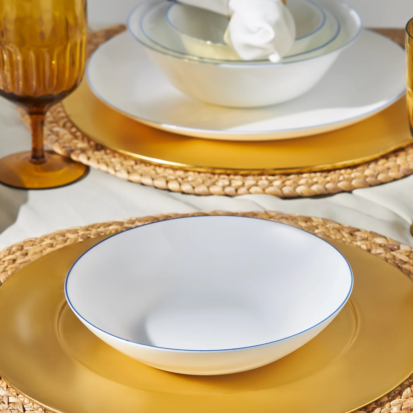 [153.03.06.8929] KARACA MILANO OPAL BLUE RIM POT PLATE 20CM