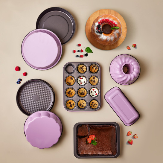 [153.09.01.1112] KARACA MULTICAKE LILAC 12-PIECE MUFFIN MOLD 35X27 CM