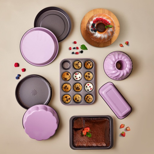 [153.09.01.1112] KARACA MULTICAKE LILAC 12-PIECE MUFFIN MOLD 35X27 CM