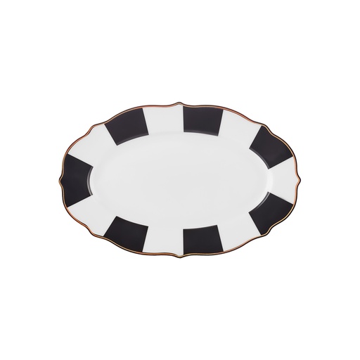 [153.09.01.4396] KARACA NEW ROMANTIC BLACK THICK STRIPED BOAT PLATE 20CM