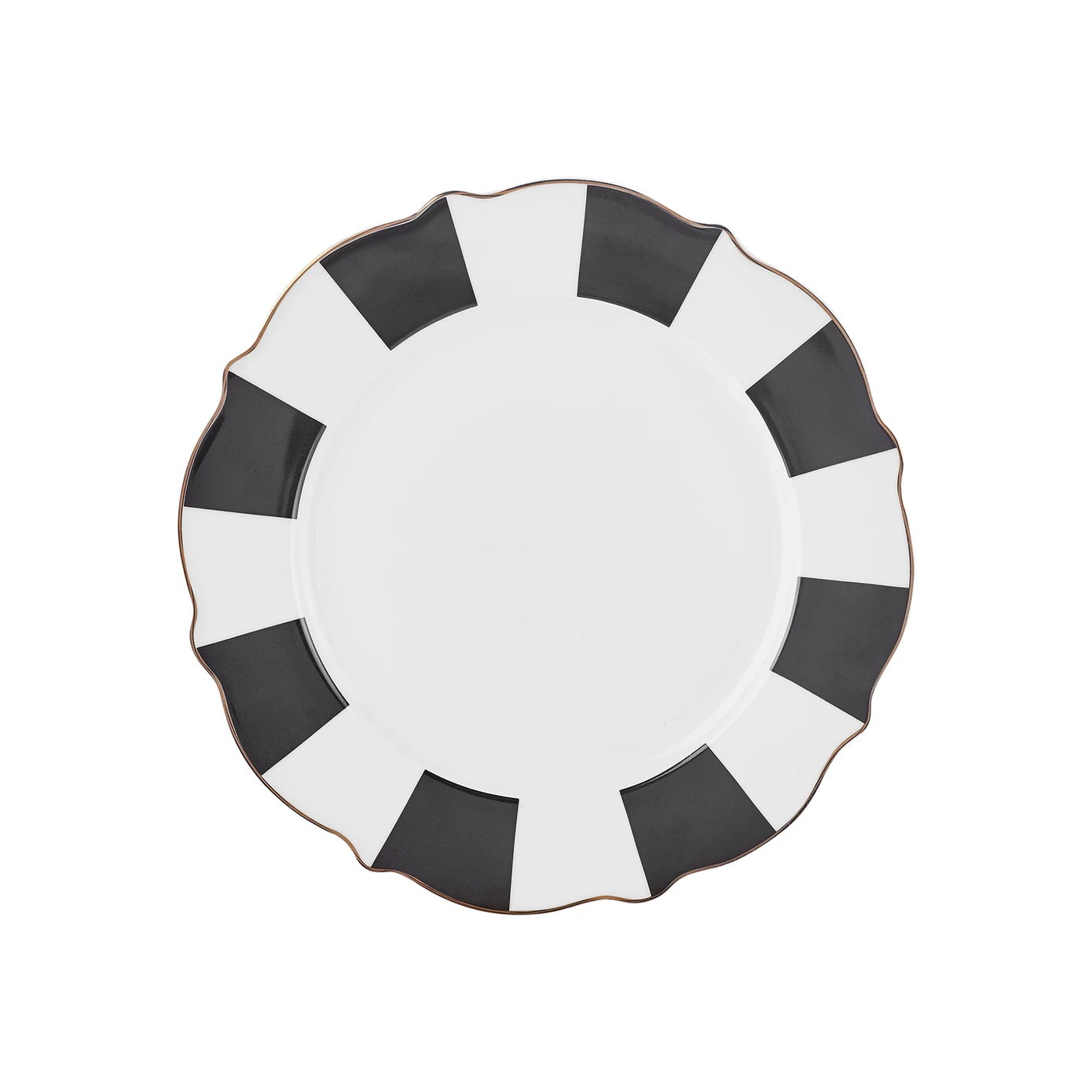 [153.09.01.4366] KARACA NEW ROMANTIC BLACK THICK STRIPED CAKE PLATE 21CM