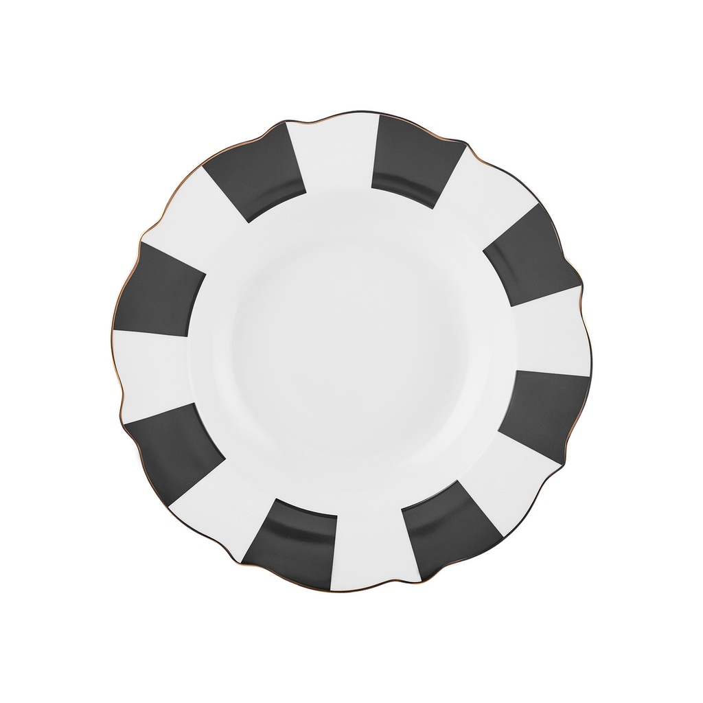 [153.09.01.4360] KARACA NEW ROMANTIC BLACK THICK STRIPED POWER PLATE 24CM