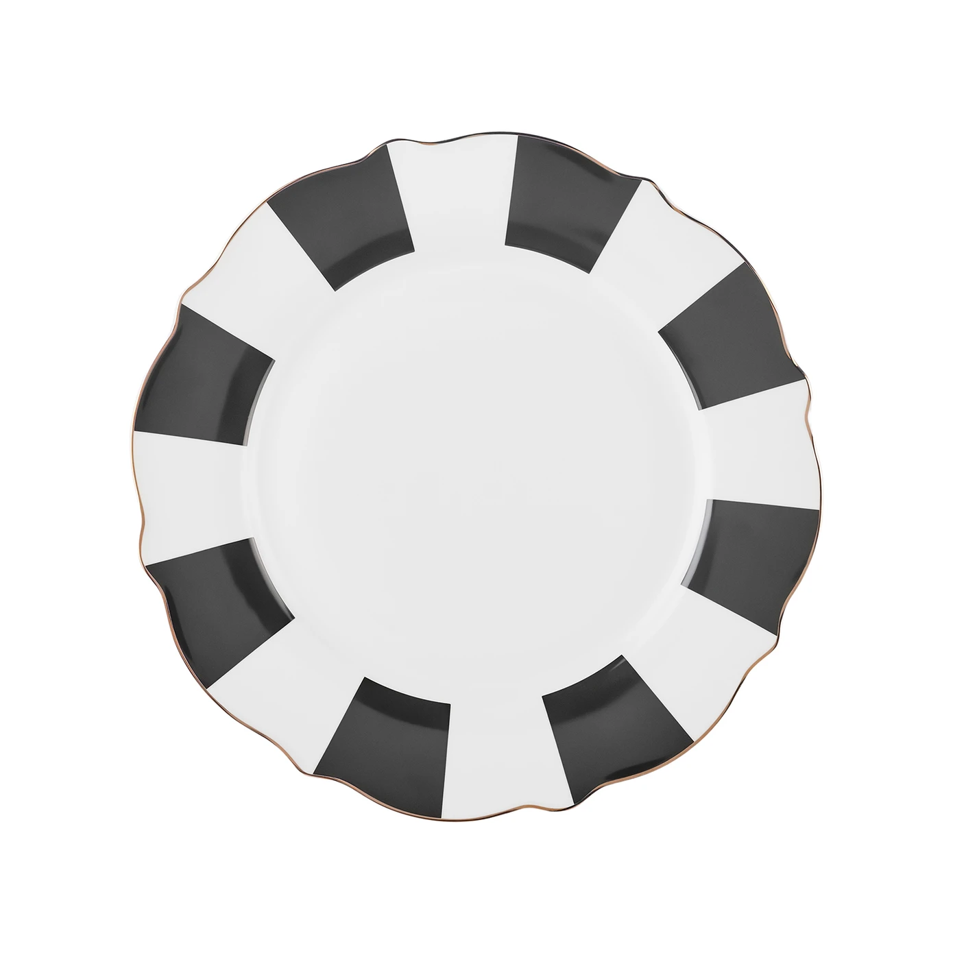 [153.09.01.4354] KARACA NEW ROMANTIC BLACK THICK STRIPED SERVING PLATE 27CM