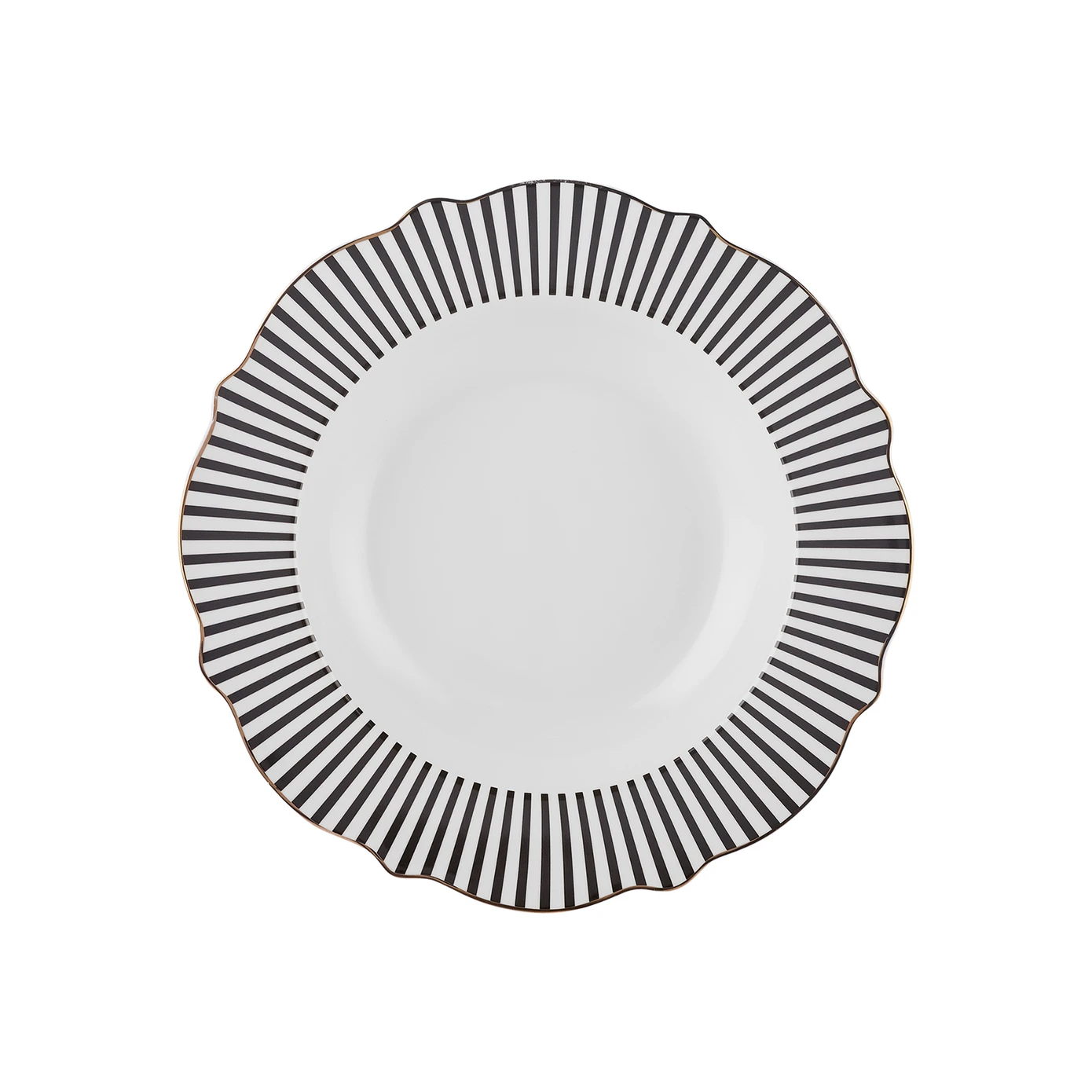 [153.09.01.4361] KARACA NEW ROMANTIC BLACK THIN STRIPED POWER PLATE 24CM