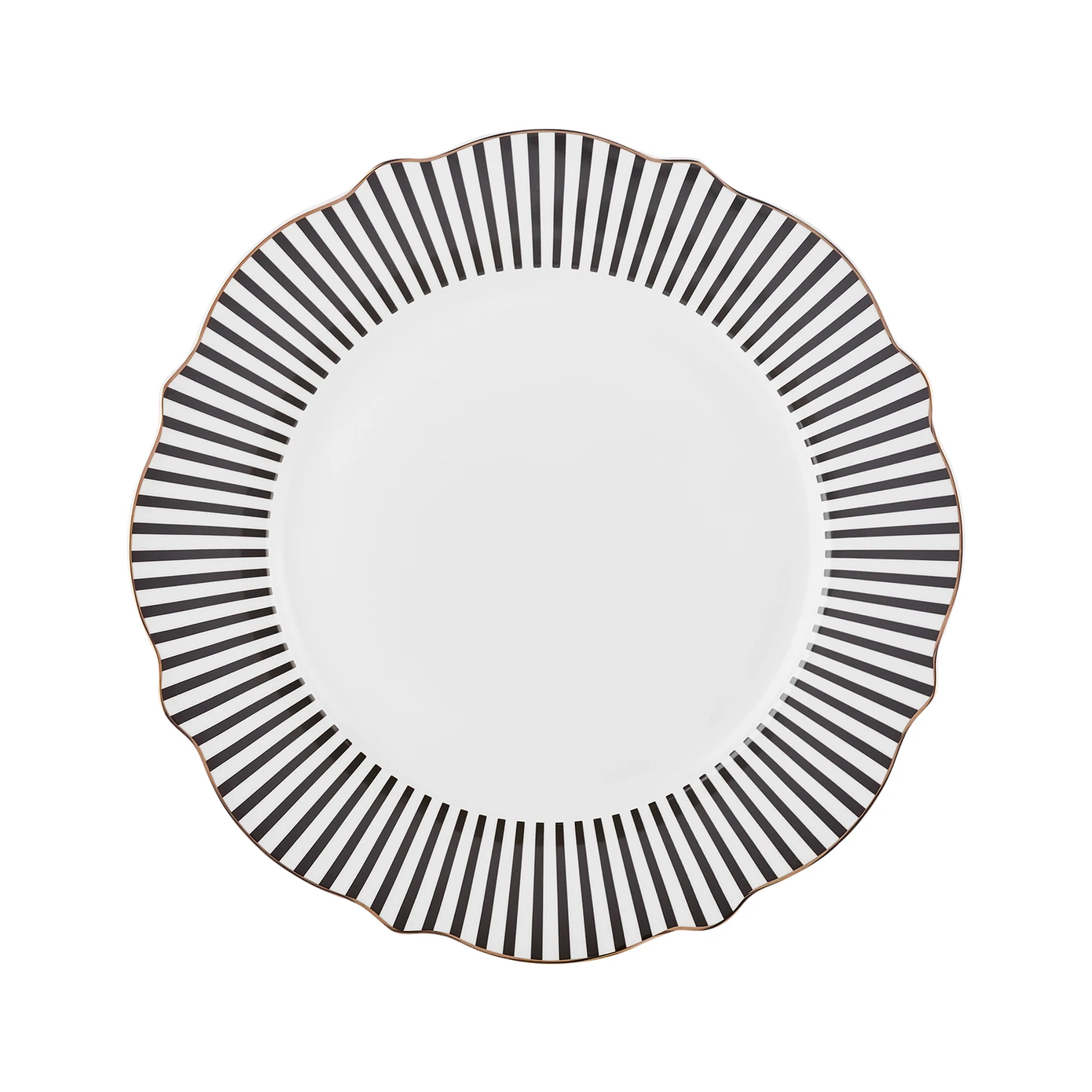 [153.09.01.4355] KARACA NEW ROMANTIC BLACK THIN STRIPED SERVING PLATE 27CM