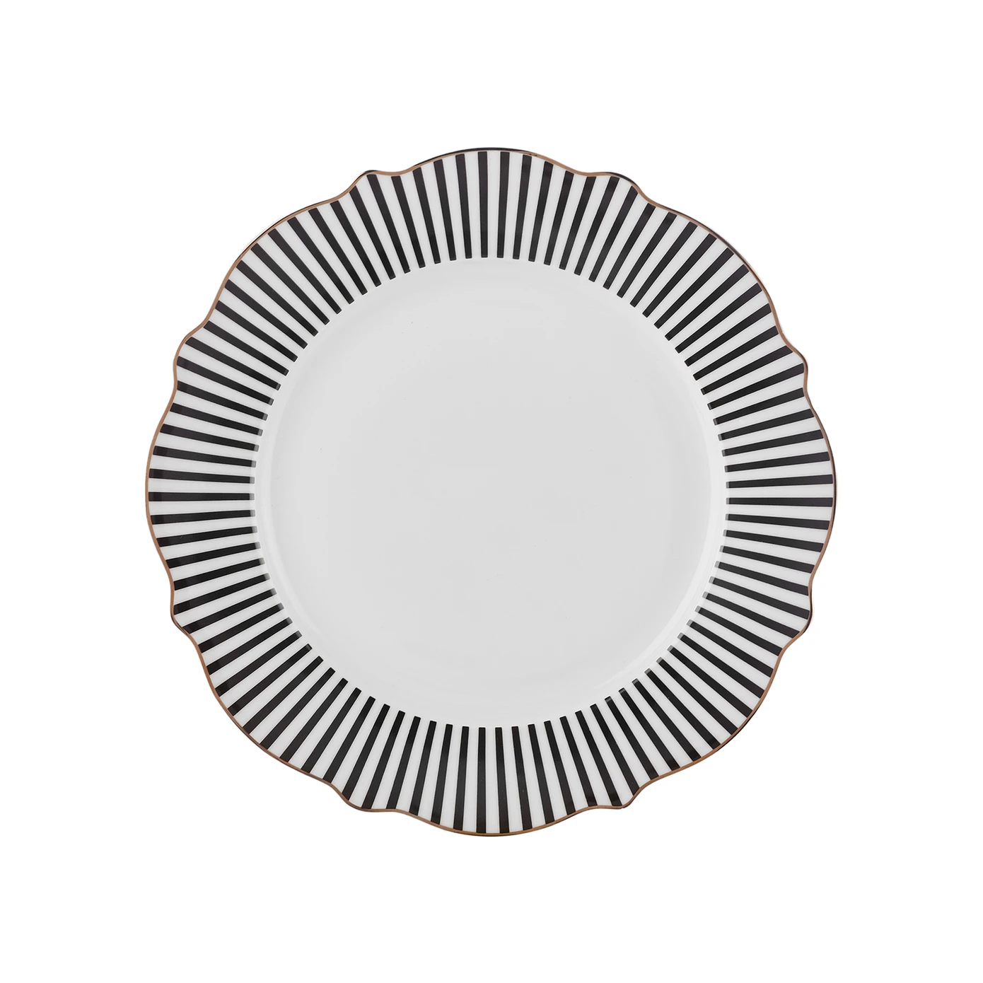 [153.09.01.4367] KARACA NEW ROMANTIC BLACK THIN STRIPES CAKE PLATE 21CM