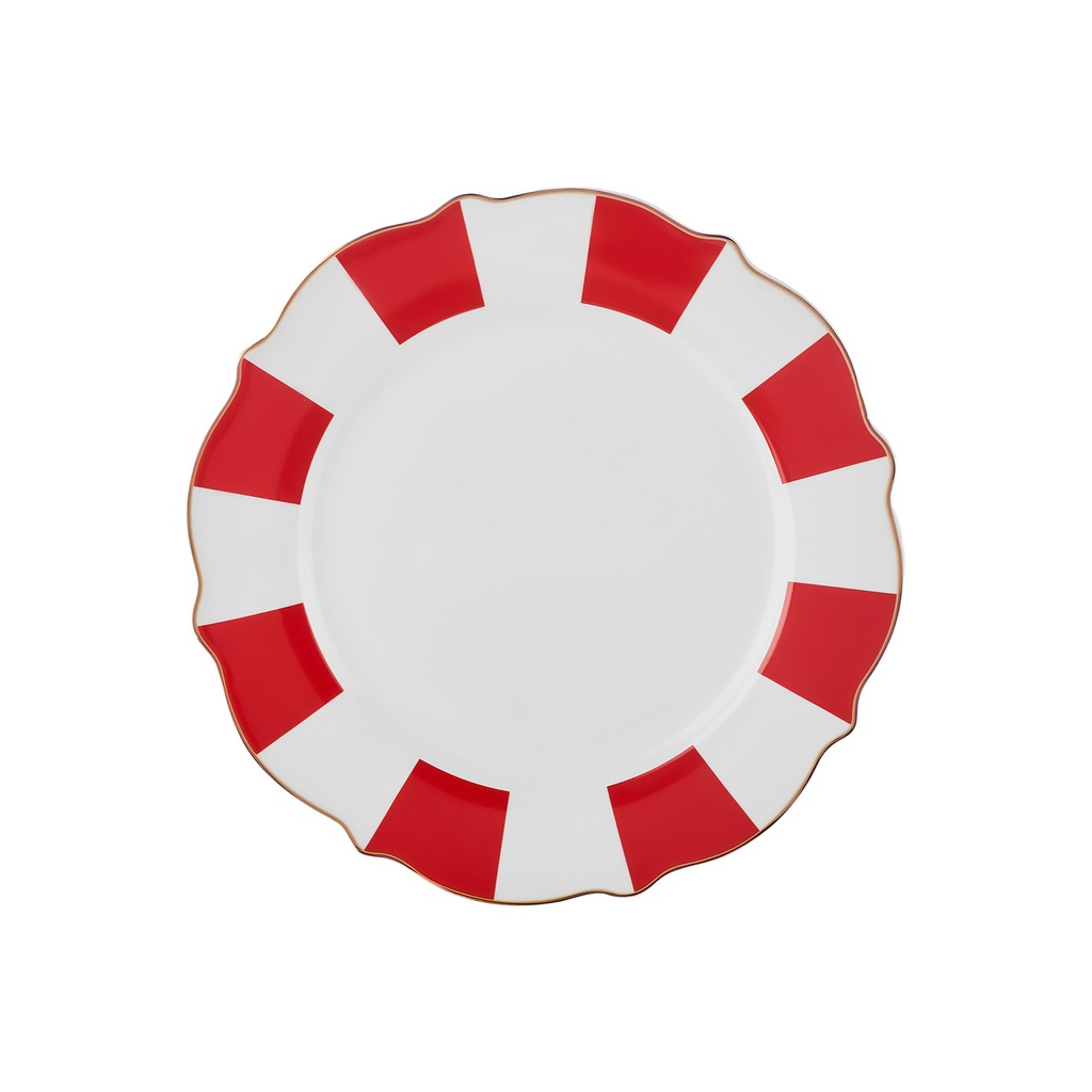 [153.09.01.4363] KARACA NEW ROMANTIC RED THICK STRIPED CAKE PLATE 21CM