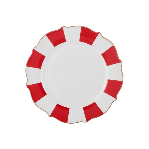 [153.09.01.4363] KARACA NEW ROMANTIC RED THICK STRIPED CAKE PLATE 21CM