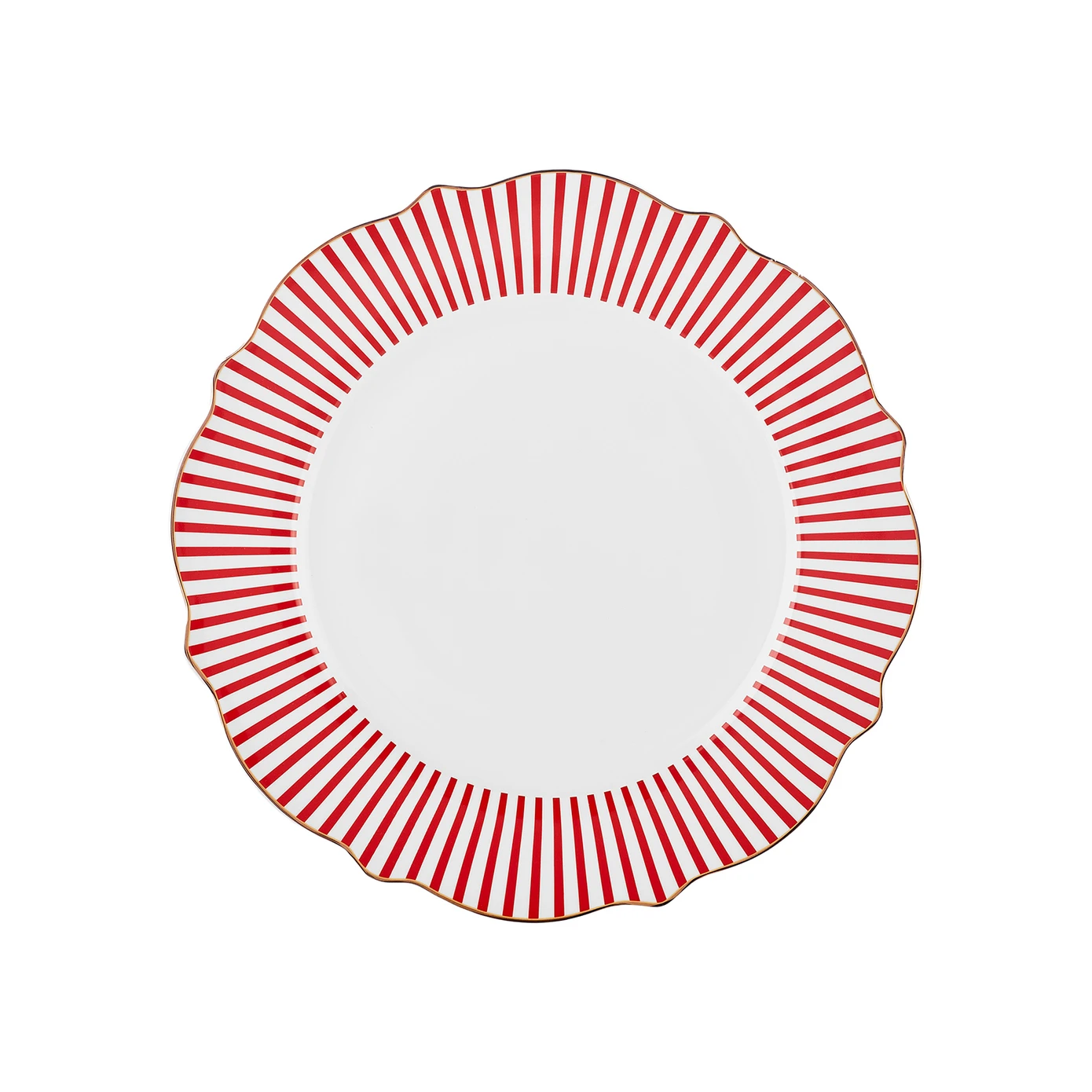 [153.09.01.4352] KARACA NEW ROMANTIC RED THIN STRIPED SERVING PLATE 27CM