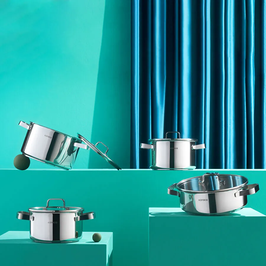 [153.03.08.2855] طقم طاجن Karaca Noa PowerSteel 316+ مكون من 8 قطع