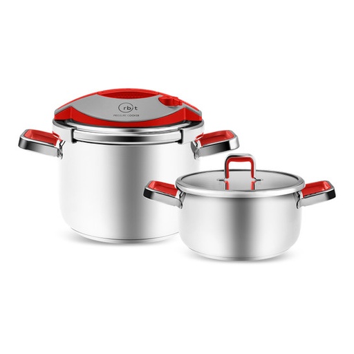 [153.03.08.0509] KARACA ORBİT 4+6 L PRESSURE COOKER SET RED