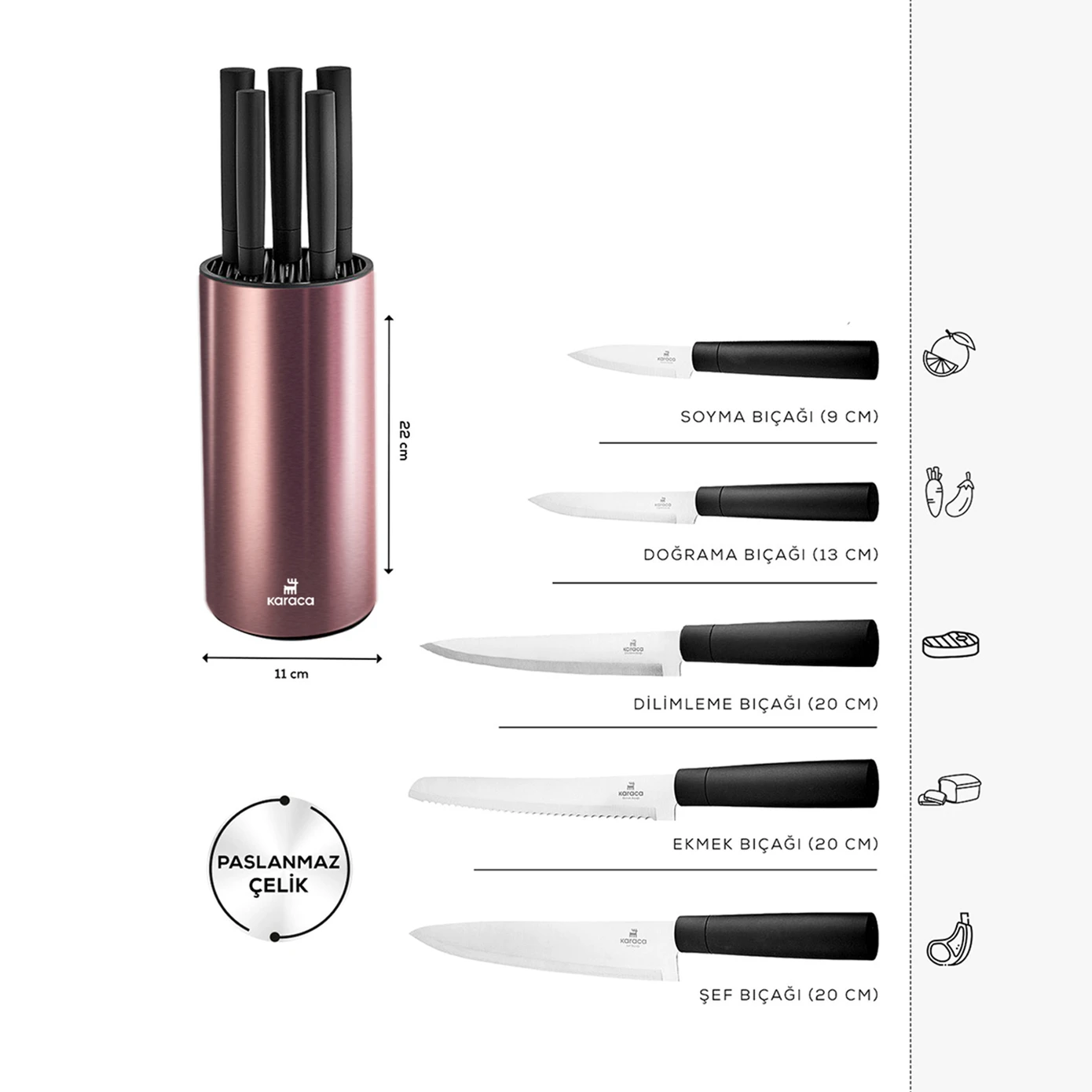 [153.03.09.0122] KARACA OSCAR ROSE 6 PIECE KNIFE SET