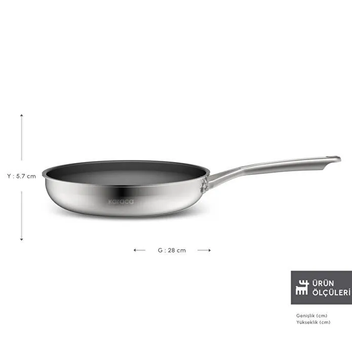 [1000187263004] KARACA PLASMA STEEL 3PLY TAVA IND, 28 CM