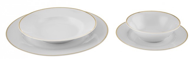 [153.03.08.4366] KARACA REBECA GOLD 24 PIECES PORCELAIN DINNER SET FOR 6 PEOPLE