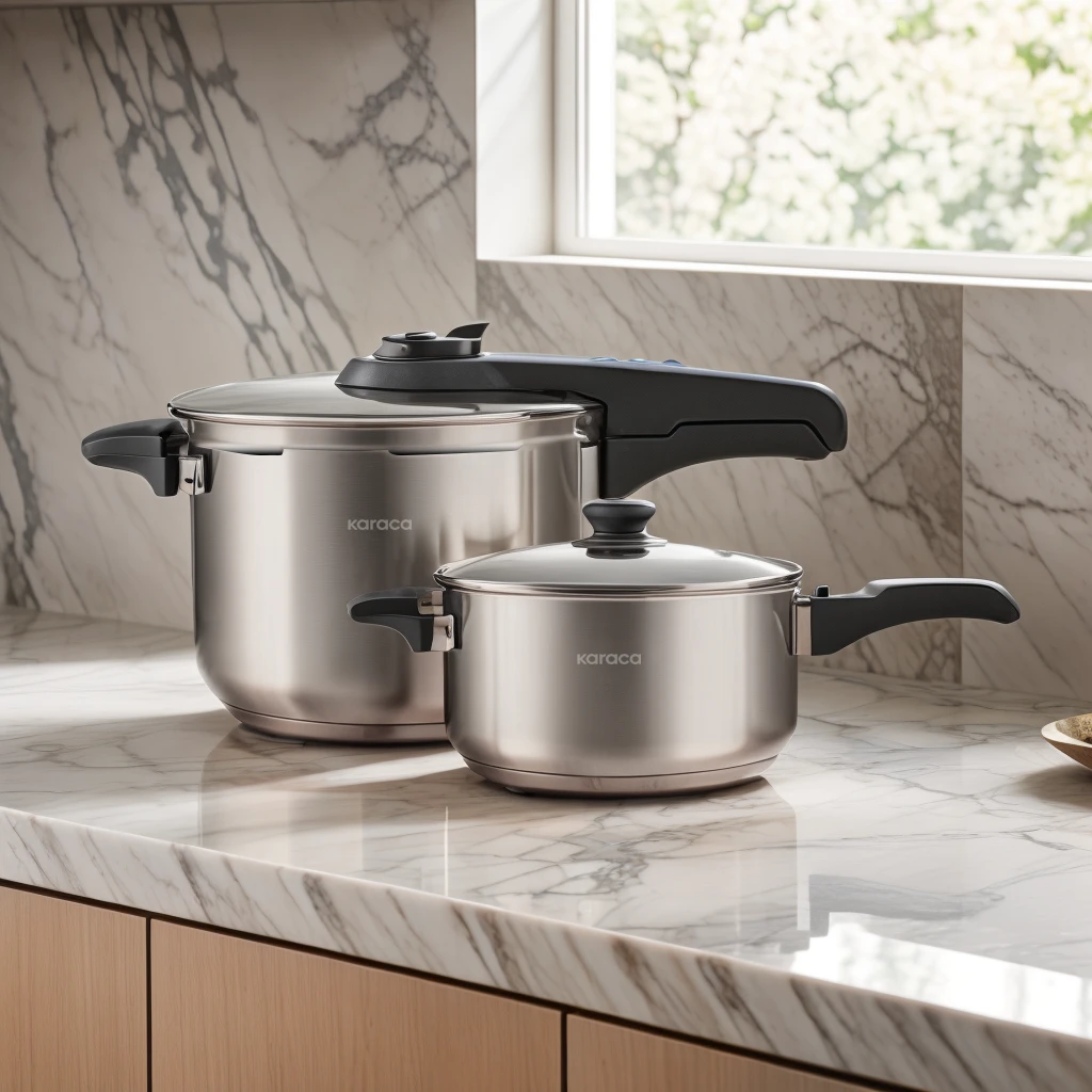 [153.03.08.2539] KARACA SAGA 4+6 LT PRESSURE COOKER BLACK