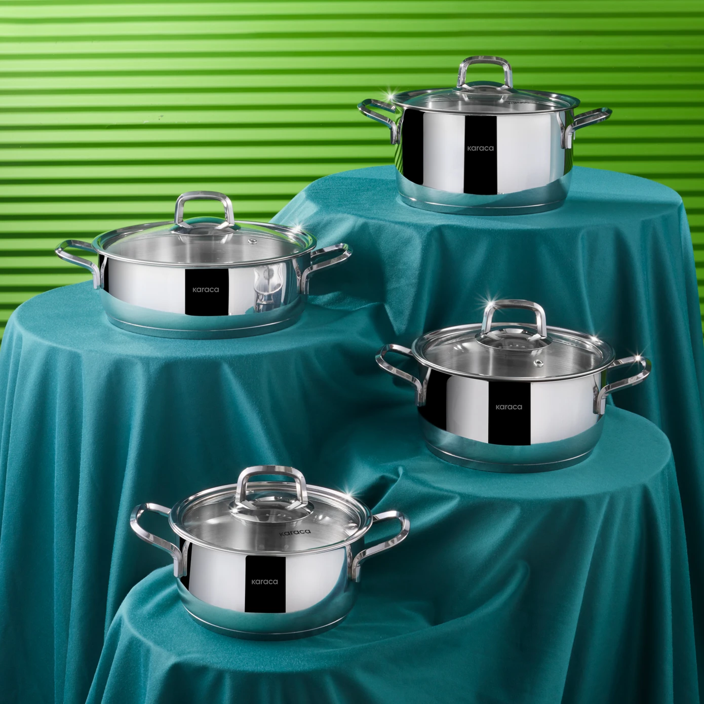 [153.03.08.1122] KARACA SAKURA POWERSTEEL 316+ 8 PIECES 316 STEEL COOKWARE SET