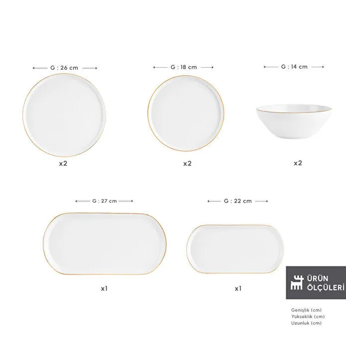 [1000188377001] KARACA SOFT 8 PARÇA 2 KİŞİLİK YEME, GOLD