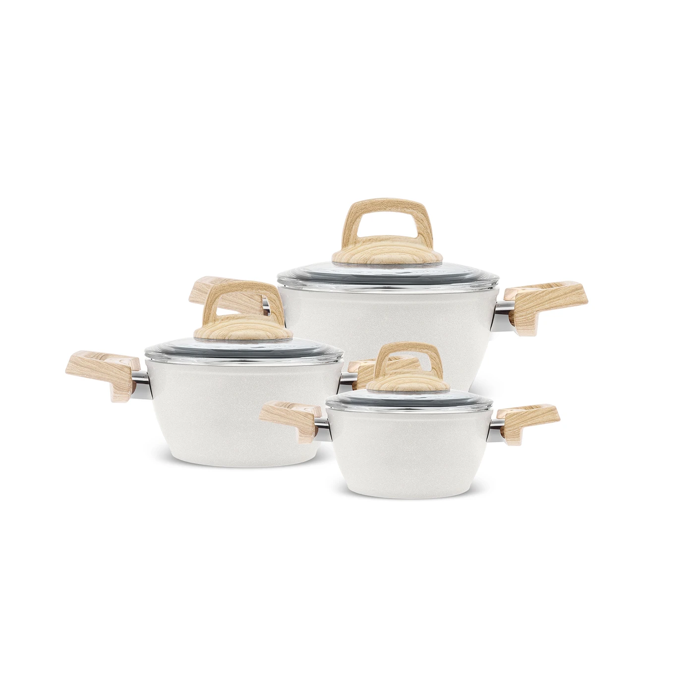 [153.09.01.2564] KARACA SWISS CRYSTAL 6 PIECE MIDI COOKWARE SET CREAMY