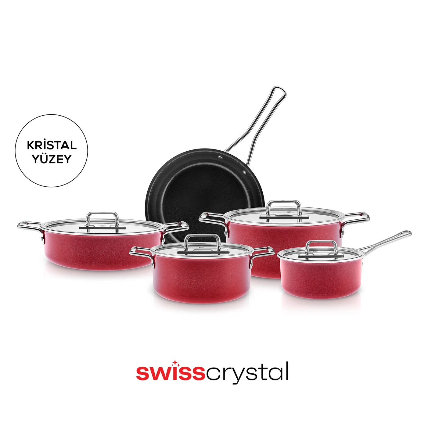 [153.09.01.3612] KARACA SWISS CRYSTAL MASTERMAID 9 PIECES TEN SET IMPERIAL RED