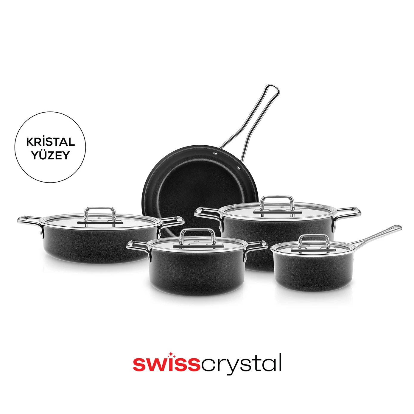 [153.09.01.3608] KARACA SWISS CRYSTAL MASTERMAID 9 PIECES TEN SET SHINY BLACK